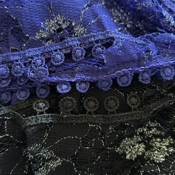 Purple and Black Lacy Floral Scarf with Shimmer - Picture 5 of 5